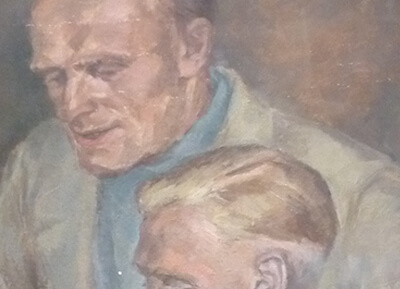 Gemälde Zwei Männer im Chemielabor